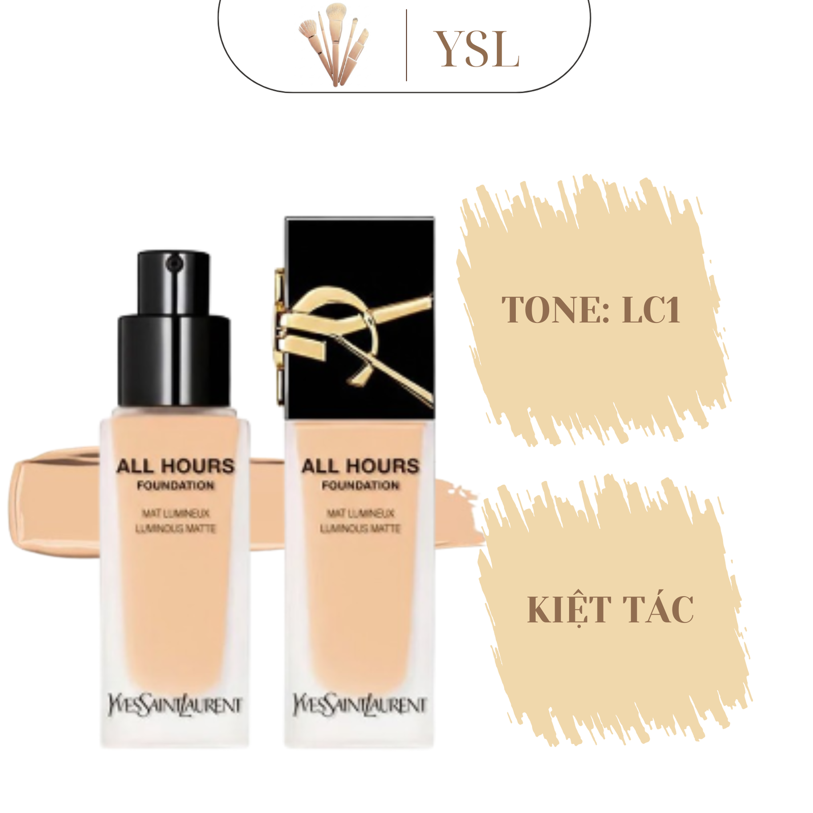 Kem Nền YSL All Hours Foundation Mat Lumineux Luminous Matte Tone LC1